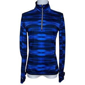 Lauren Ralph Lauren Blue Pullover Workout Jacket Thumb Holes 1/4 Zip Size MP M P